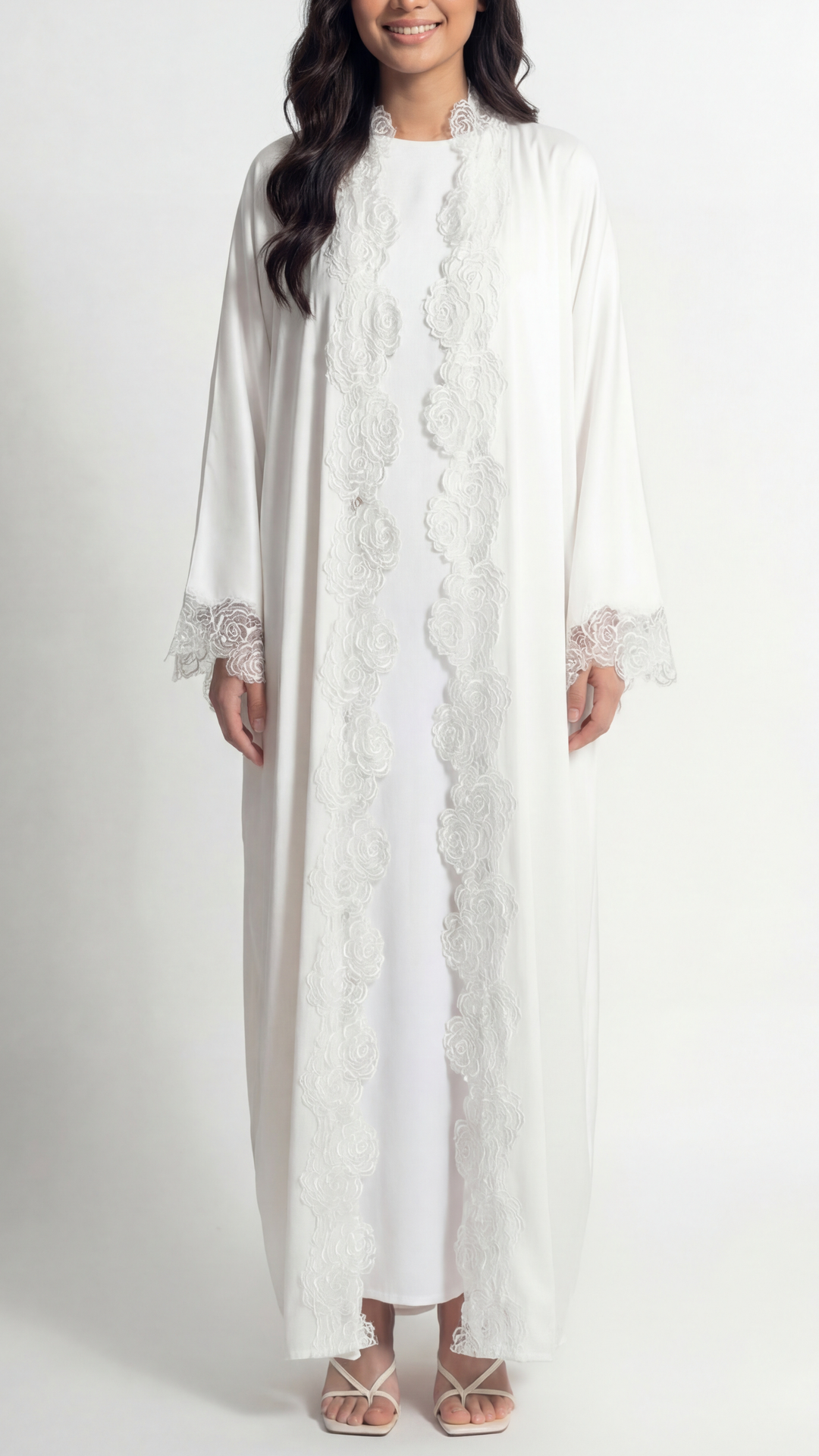 Ayla White Lace Abaya