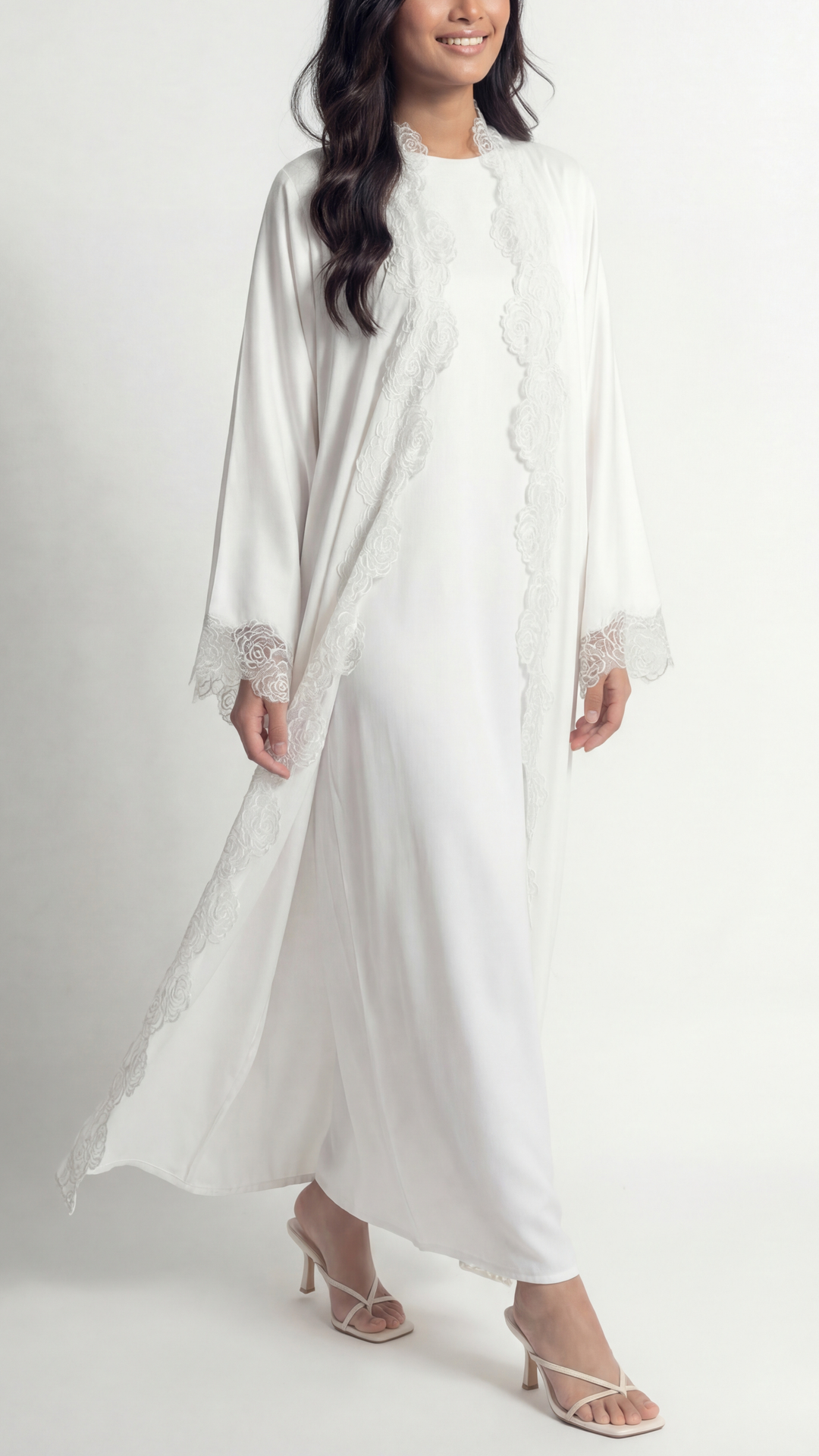 Ayla White Lace Abaya