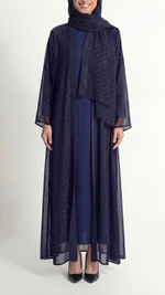 Load image into Gallery viewer, Layali Navy Blue Abaya
